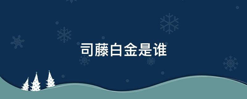 司藤白金是誰 司藤白金是誰的后代