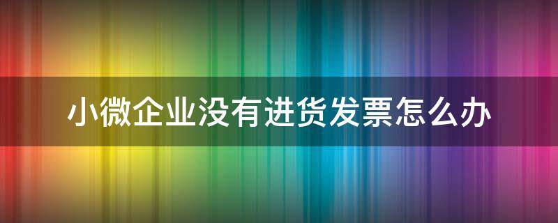 小微企業(yè)沒有進貨發(fā)票怎么辦（小微企業(yè)進貨沒有發(fā)票怎么辦）