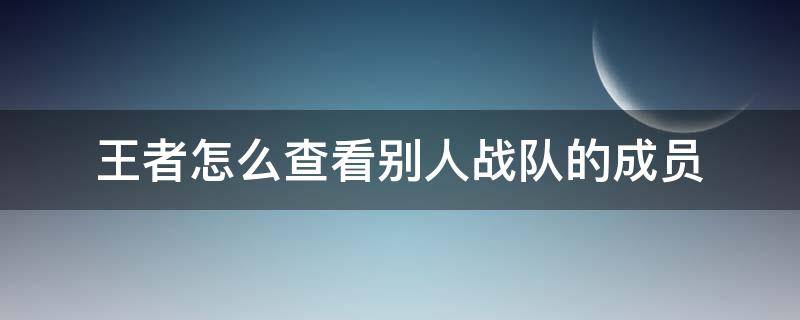 王者怎么查看別人戰(zhàn)隊(duì)的成員（王者榮耀如何查看其他戰(zhàn)隊(duì)成員）