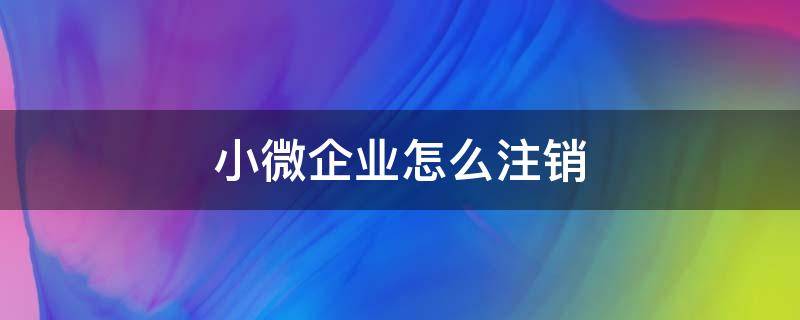 小微企业怎么注销（小微企业怎么注销公司）