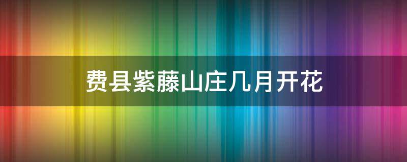 费县紫藤山庄几月开花（费县紫藤山庄什么时候去）