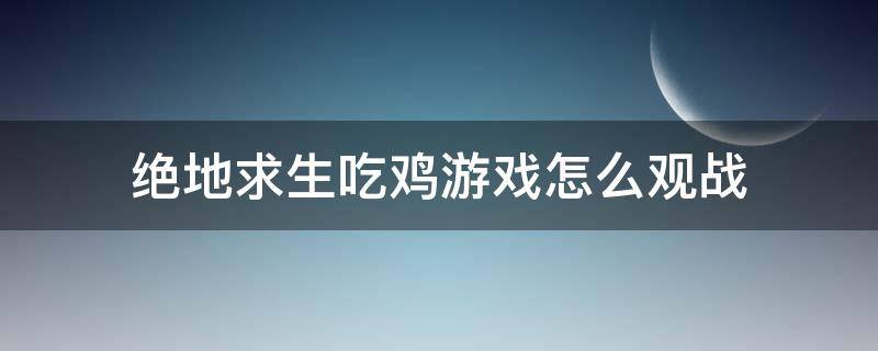 绝地求生吃鸡游戏怎么观战 吃鸡端游怎么观战