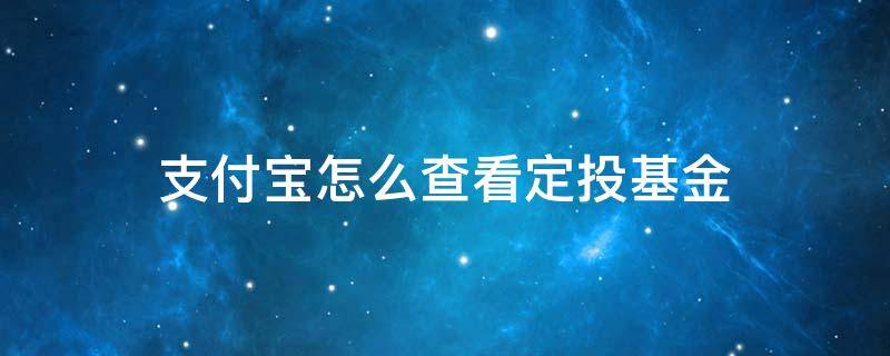 支付宝怎么查看定投基金 支付宝基金定投怎么查每天的收益