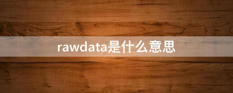 rawdata是什么意思（数据类型raw是什么意思）