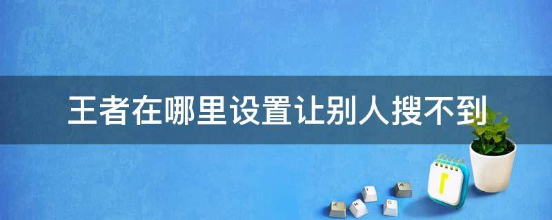 王者在哪里設(shè)置讓別人搜不到（王者在哪里設(shè)置讓別人搜不到名字）