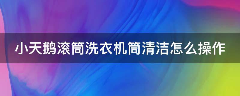 小天鹅滚筒洗衣机筒清洁怎么操作 小天鹅滚筒洗衣机清理教程