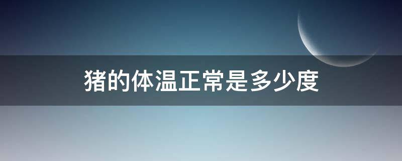 豬的體溫正常是多少度 成年豬的體溫正常是多少度