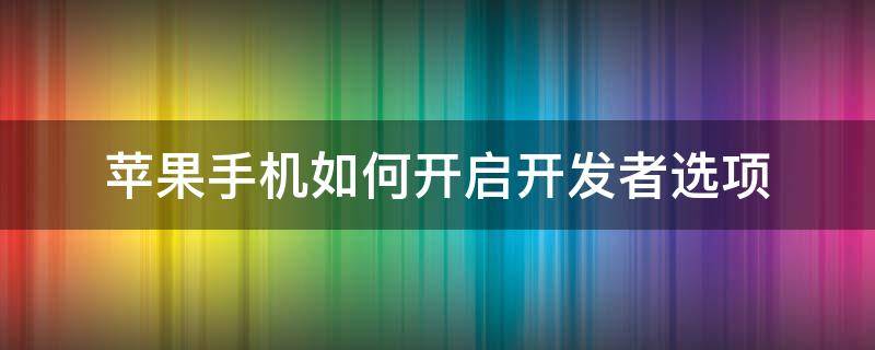 苹果手机如何开启开发者选项 iphone怎么开启开发者选项