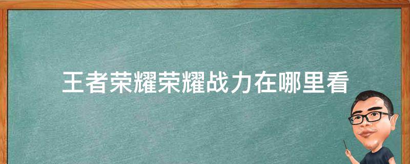 王者荣耀荣耀战力在哪里看（王者荣耀荣耀战力在哪里看国服第一）