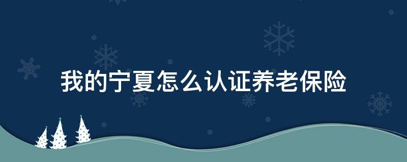 我的宁夏怎么认证养老保险（宁夏社保怎么认证）