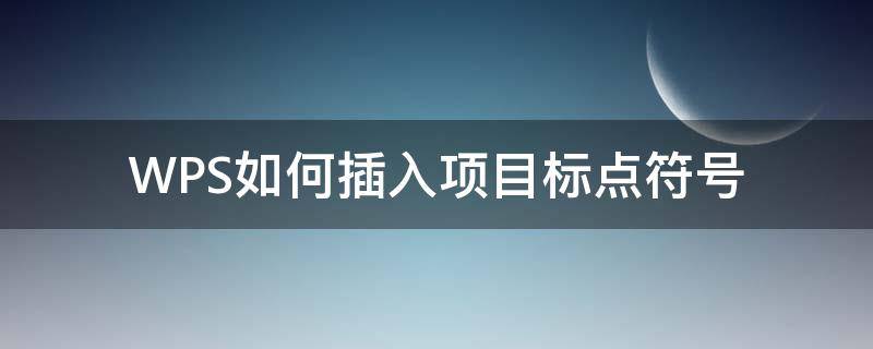 WPS如何插入项目标点符号（wps标点符号在哪里）