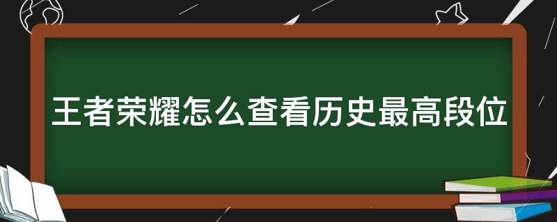 王者榮耀怎么查看歷史最高段位 王者榮耀怎么查看歷史最高段位