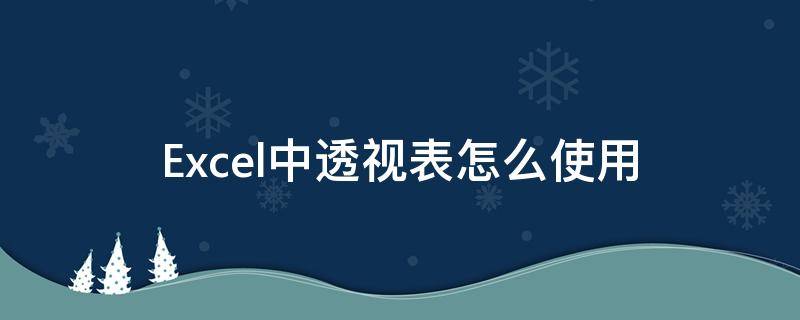 Excel中透视表怎么使用 excel中的透视表怎么弄