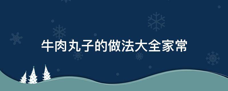 牛肉丸子的做法大全家常 牛肉丸子的做法家常做法