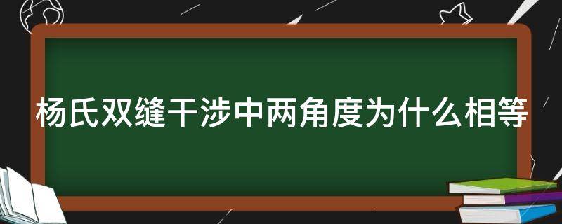 杨氏双缝干涉中两角度为什么相等 杨氏双缝干涉的干涉条件