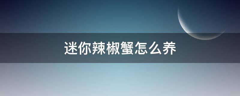 迷你辣椒蟹怎么养 迷你辣椒蟹怎么养?