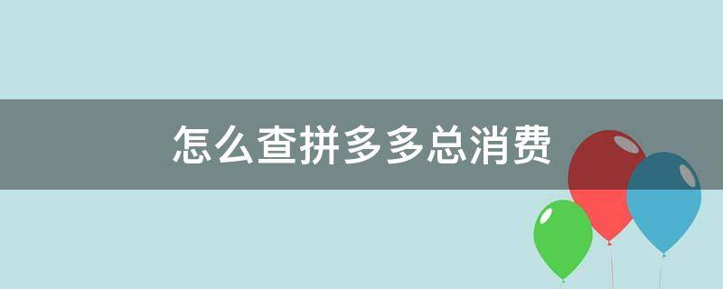 怎么查拼多多总消费（怎么查拼多多总消费金额）