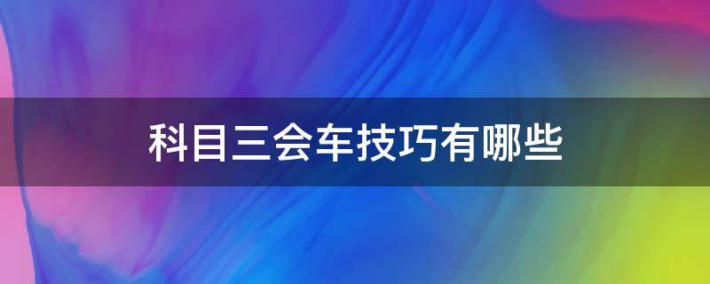 科目三会车技巧有哪些（科目三会车的技巧）