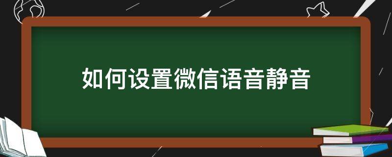 如何设置微信语音静音（微信语音能设置静音吗）