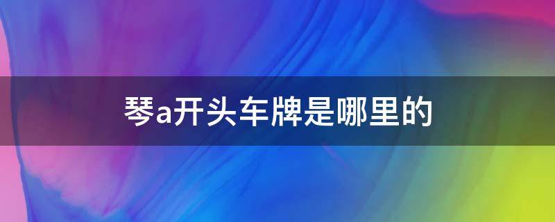 琴a开头车牌是哪里的 琴A是哪里的车牌号码