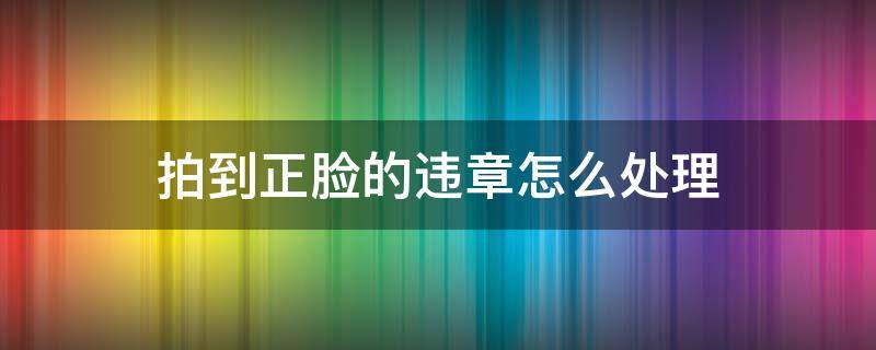 拍到正脸的违章怎么处理（违章拍到正脸了怎么能不扣自己的分）