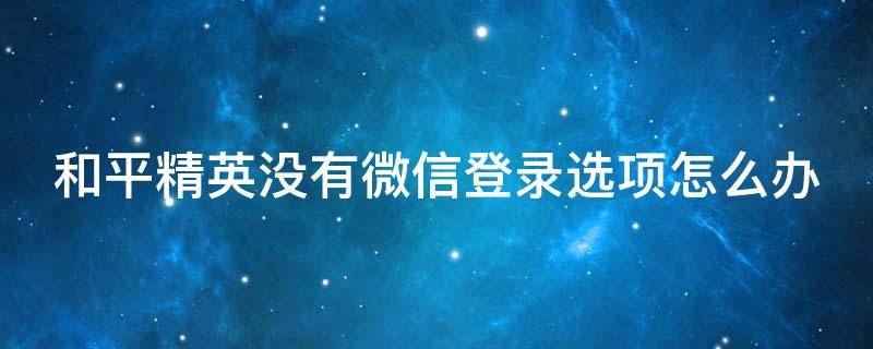 和平精英没有微信登录选项怎么办（和平精英没有微信登录选项怎么办啊）