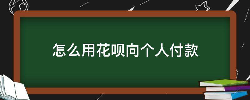 怎么用花唄向個(gè)人付款 用花唄向個(gè)人付款怎么付