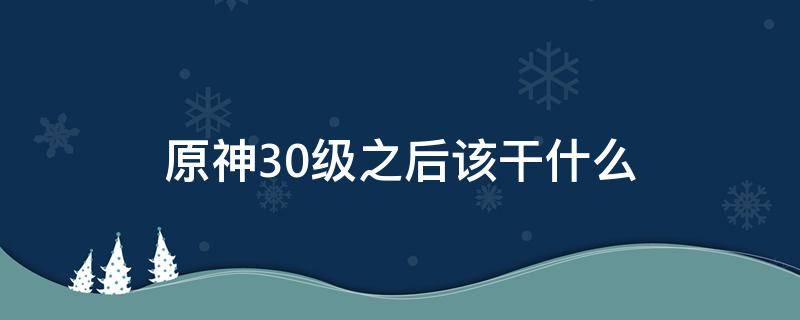 原神30級之后該干什么（原神30級以后該干什么）