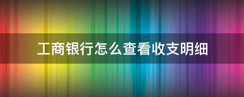 工商銀行怎么查看收支明細（中國工商銀行收支明細怎么查）