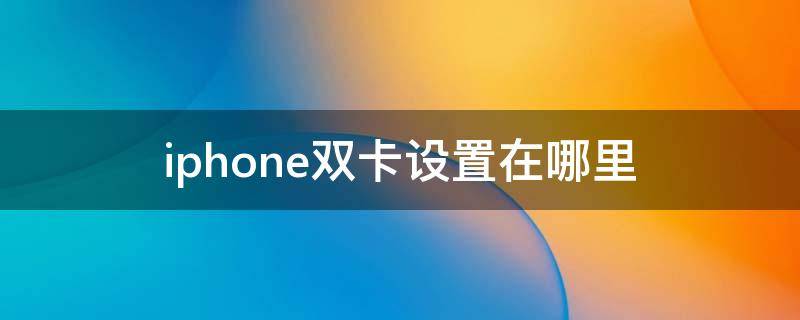 iphone双卡设置在哪里 iphone双卡在哪里调