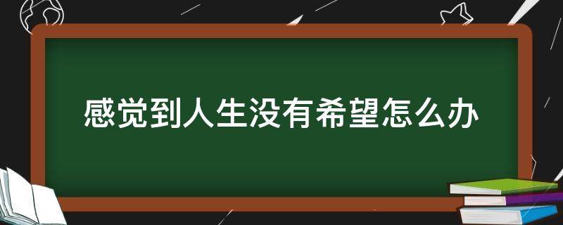 感觉到人生没有希望怎么办（人生如果没有希望了怎么办）