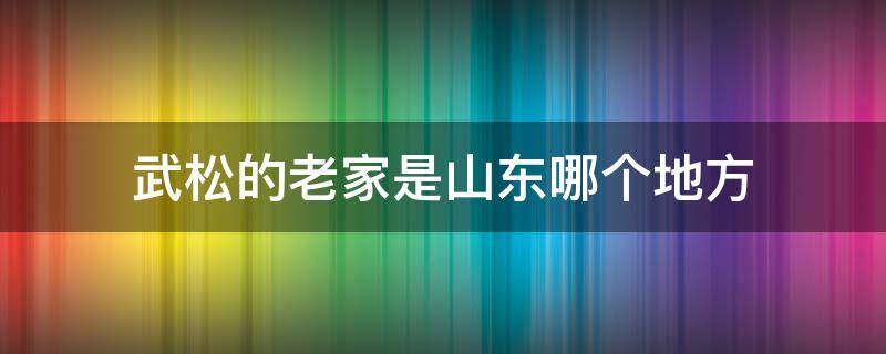 武松的老家是山东哪个地方（武松老家在山东什么地方）