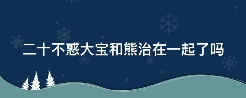 二十不惑大宝和熊治在一起了吗 二十不惑大宝和熊治最后在一起了吗