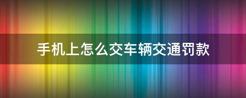 手机上怎么交车辆交通罚款 手机上如何交交通罚款