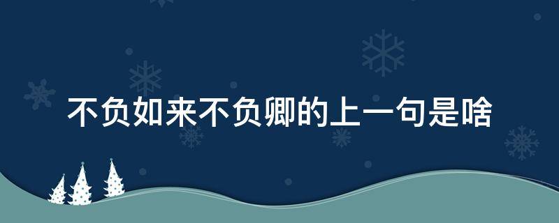 不负如来不负卿的上一句是啥 不负如来不负卿这句话的