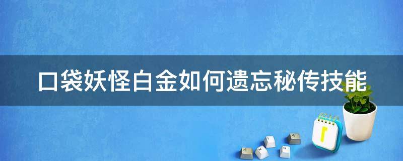 口袋妖怪白金如何遗忘秘传技能 口袋妖怪白金遗迹怎么走