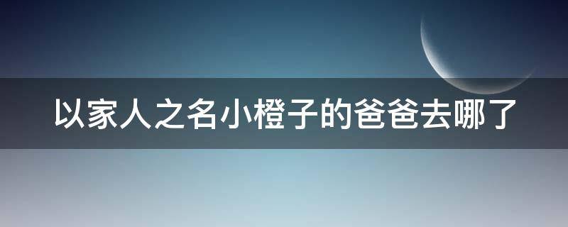 以家人之名小橙子的爸爸去哪了（以家人之名小橙子长大后第几集出现）