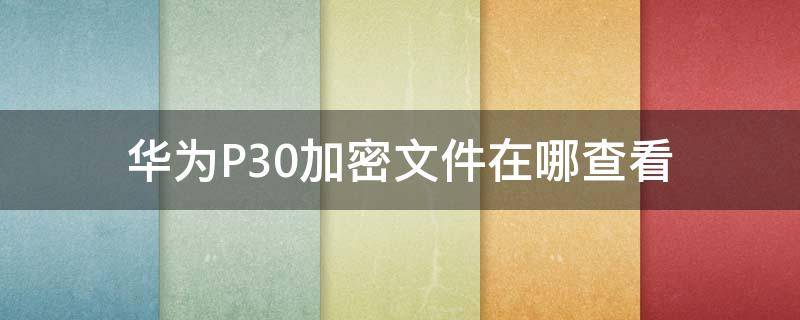 华为P30加密文件在哪查看（华为p30私密文件在哪里）