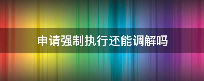 申请强制执行还能调解吗（申请强制执行还可以调解吗）