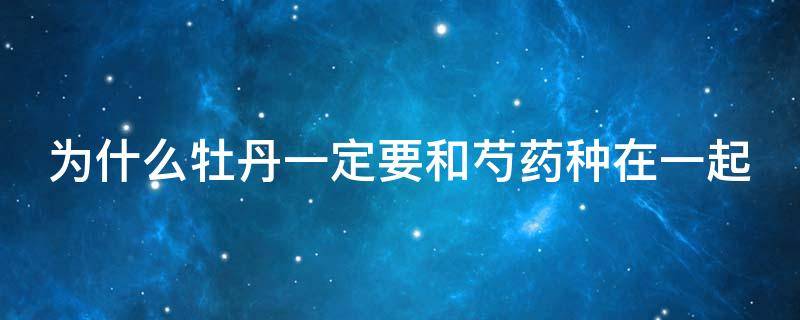 為什么牡丹一定要和芍藥種在一起（為什么牡丹一定要和芍藥種在一起養(yǎng)）