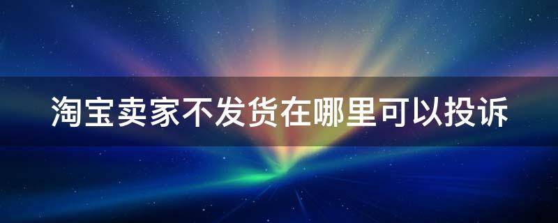 淘宝卖家不发货在哪里可以投诉 淘宝卖家不发货在哪里可以投诉举报