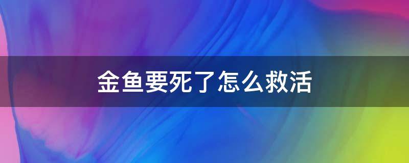 金鱼要死了怎么救活（金鱼马上要死了用什么才能立刻救活）