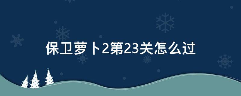 保卫萝卜2第23关怎么过 保卫萝卜2的第23关怎么过