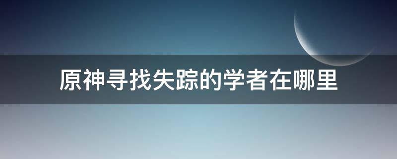 原神寻找失踪的学者在哪里（原神寻找失踪的学者怎么过）