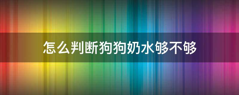 怎么判断狗狗奶水够不够 怎样判断狗狗奶水够不够