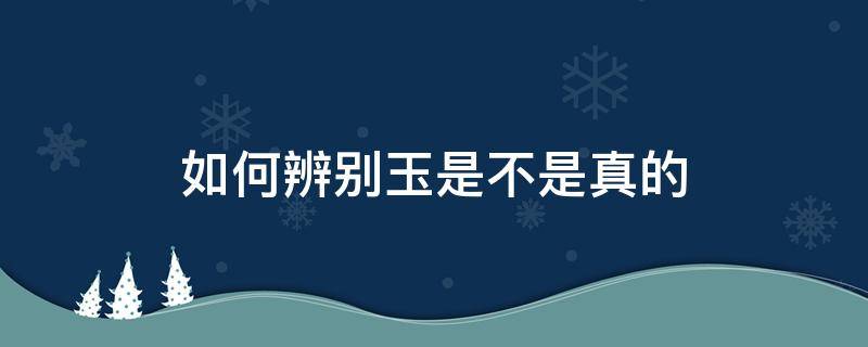 如何辨別玉是不是真的（怎樣辨別玉是真的）