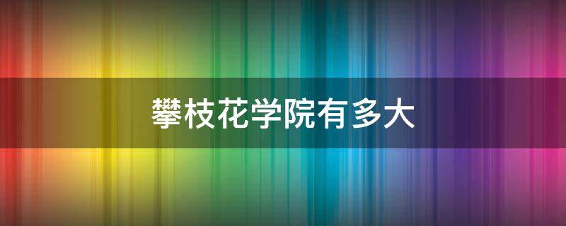 攀枝花学院有多大（攀枝花学院有多大面积）