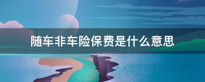 随车非车险保费是什么意思 随车非车险保费是什么意思?