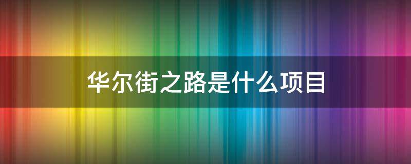 华尔街之路是什么项目 华尔街之路是什么项目合法吗