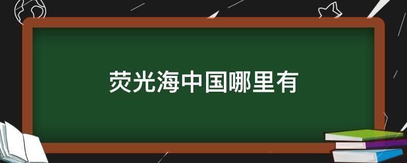 荧光海中国哪里有 中国哪里可以看到荧光海